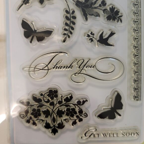 Inkadinkado GARDEN FLOWER-Butterflies, Birds #97617 Clear Cling Stamps Set of 12 - Picture 6 of 6